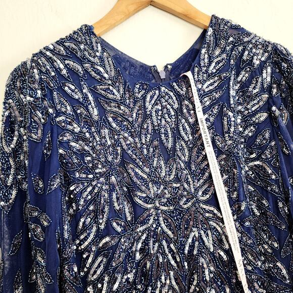 Mac Duggal Illusion Long Sleeve Beaded Embellished Gown NWT 8 Style 6023 Gown - Picture 10 of 16